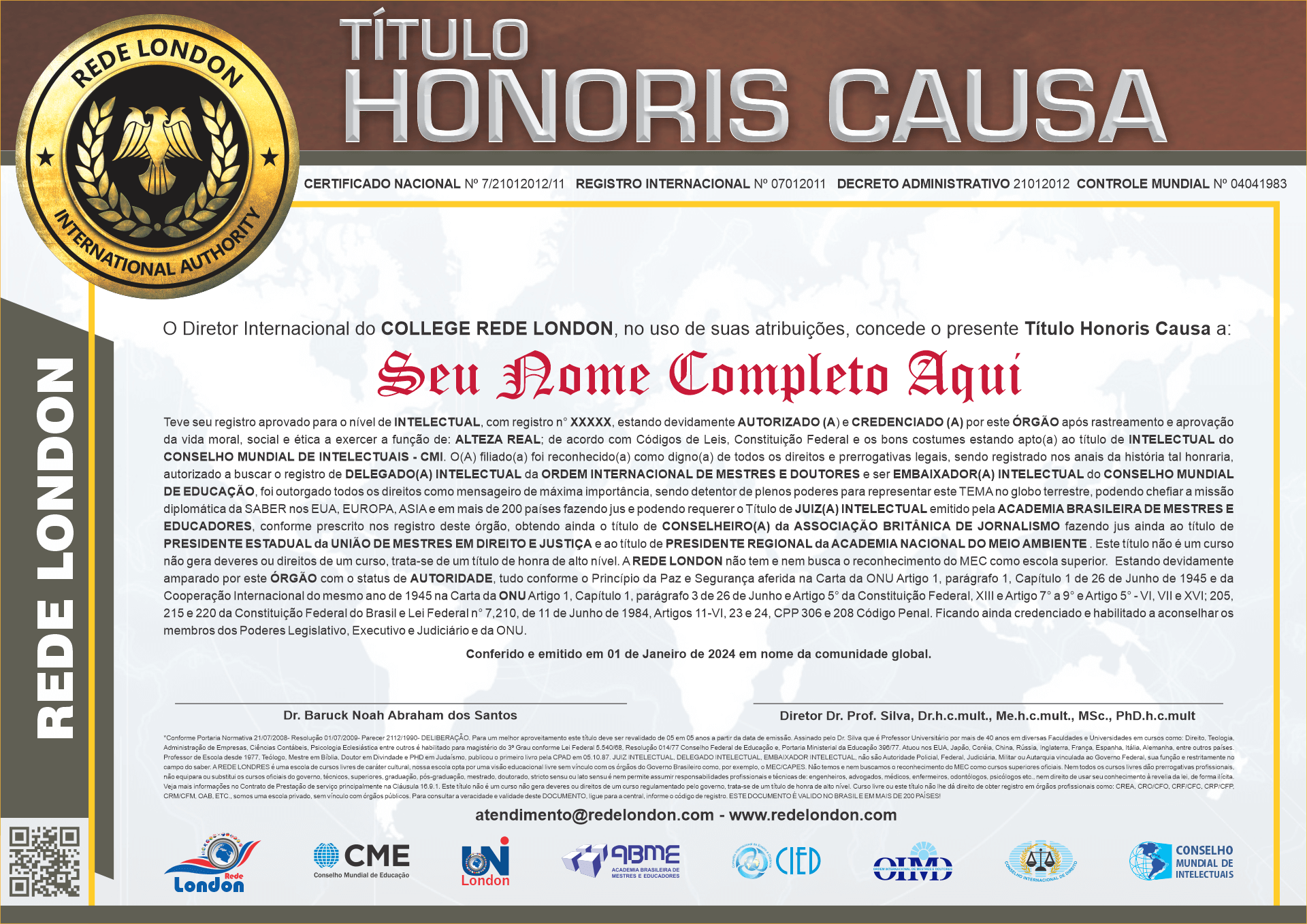 certificado honoris causa